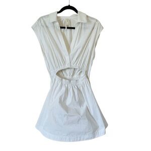 By Anthropologie Short-Sleeve Cutout Mini Dress White Size Small